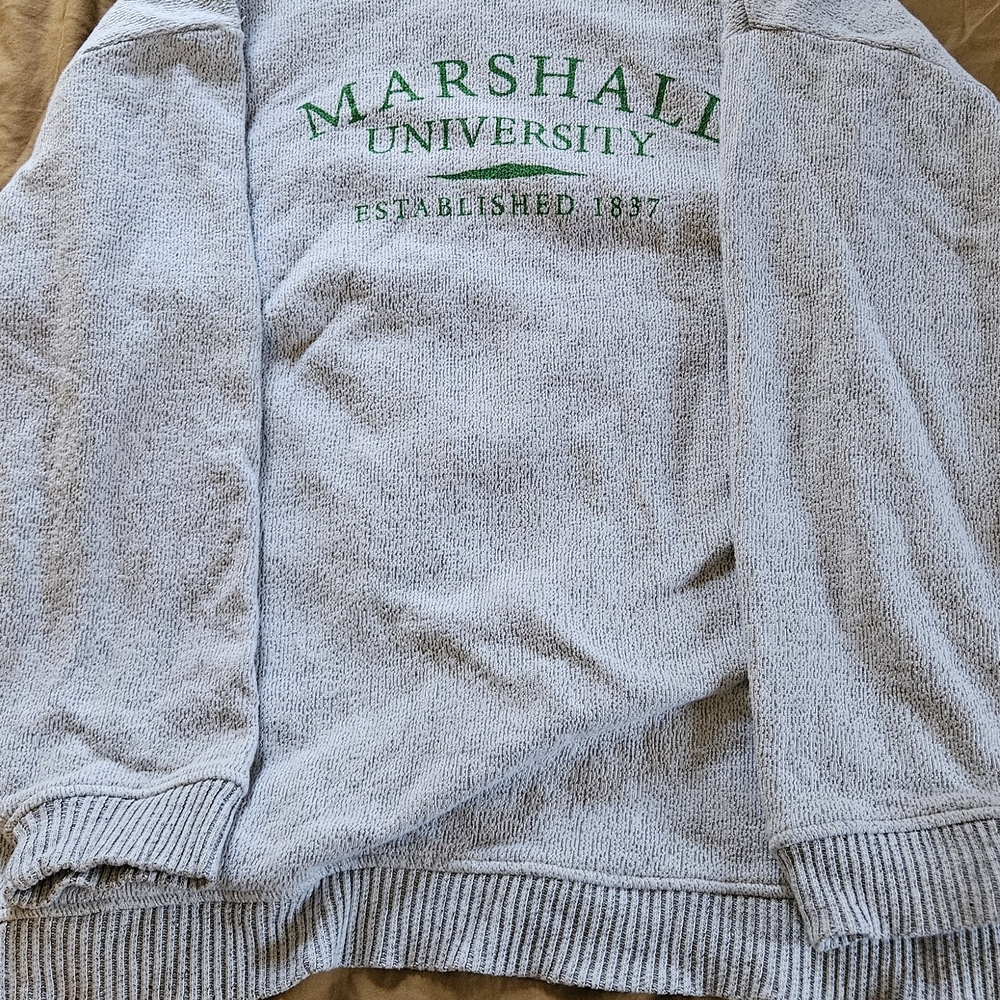 Marshall University Sweatshirt Women’s 2X Gray Crewneck Pullover Cozy Graphic